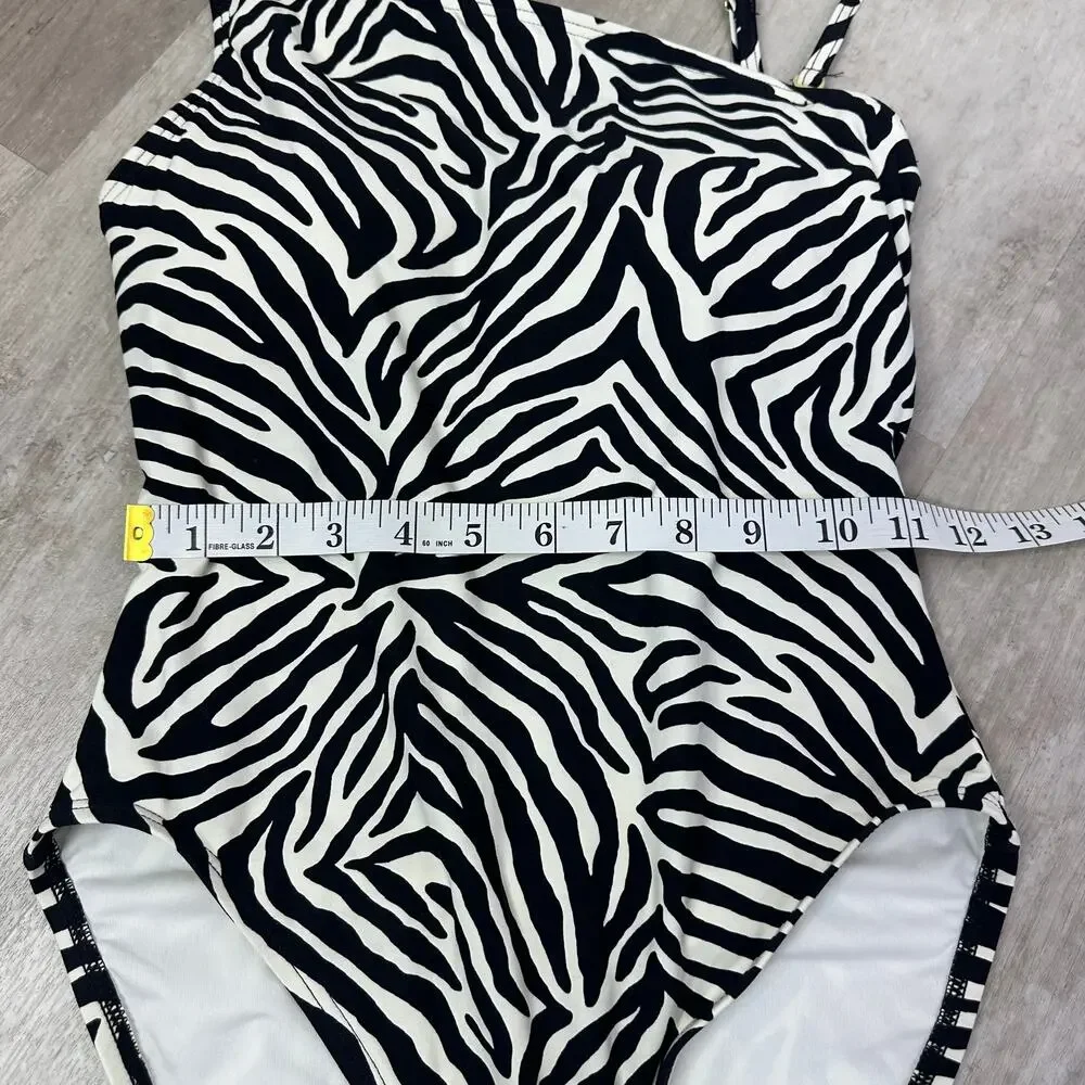 Kate Spade One Shoulder Zebra Print One Piece Swimsuit